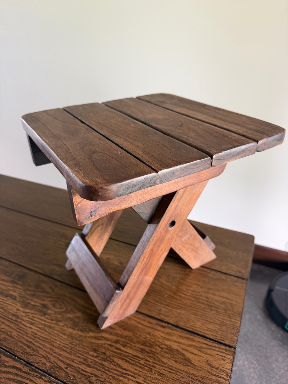 Vintage Antique Handmade SOLID Wood Wooden Foot Step Stool Primitive Bed Painter